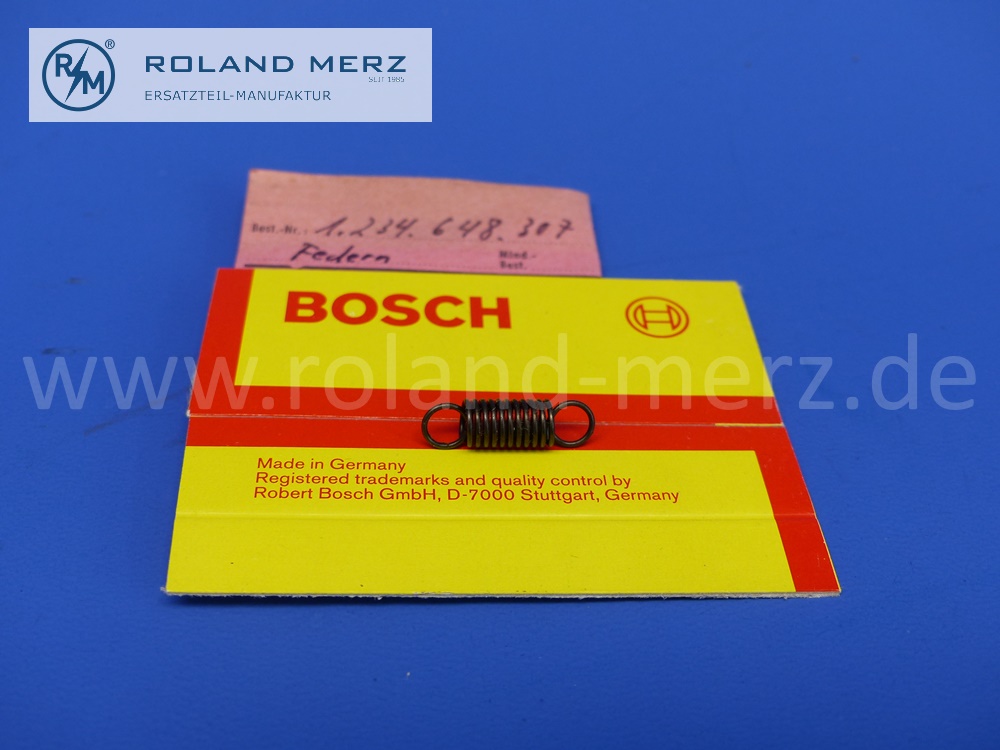 1234648307 Feder, Zugfeder, Fliehkraftverstellung, Zündverteiler, D = 0,8 mm, L = 20,94 mm, Original Bosch Neuteil, NOS