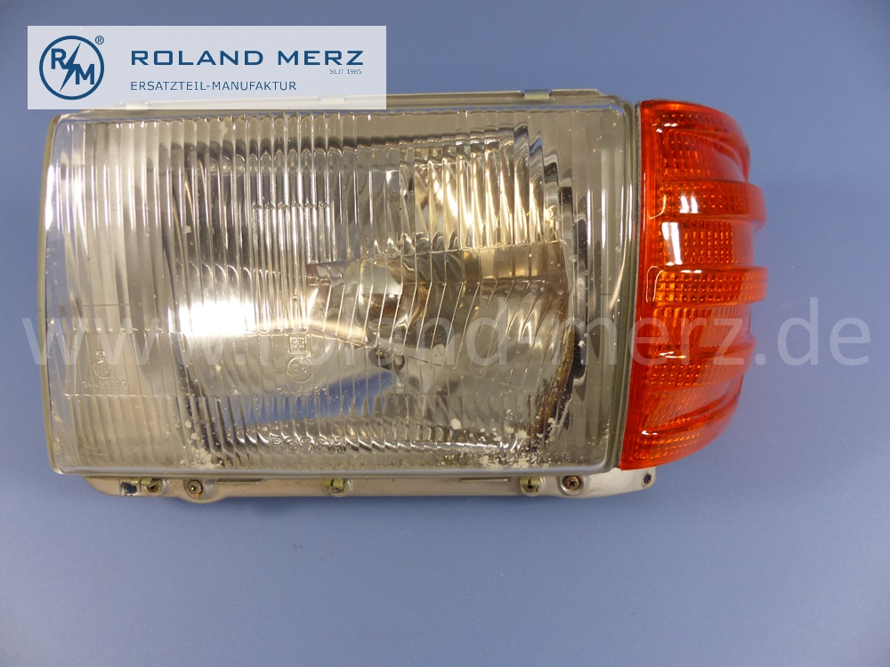 1078200161 Bosch lighting unit, headlamp, with turn signal lamp, left, right hand traffic, Mercedes W107, original Mercedes spare-part, NOS - water stains -