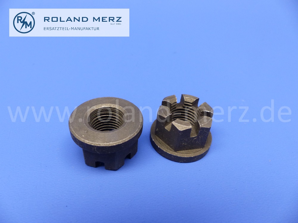 1203520072 castle nut, thrust strut, thread M14, Mercedes 180b -190SL, 220S, 220SE, original Mercedes spare part, New Old Stock, NOS