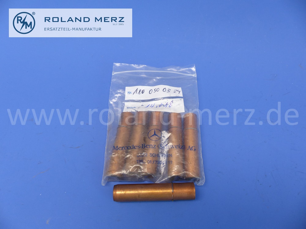 1800500324 Ventilführung Einlaß, Aussendurchmesser 14,018 mm, Mercedes Motoren M127 und M180, Satz mit 6 Stück, Reparaturausführung, Original Mercedes Neuteil, NOS