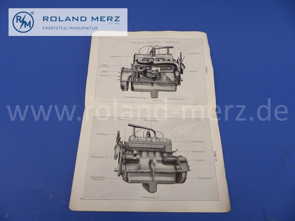 spare parts list, german, prewar, Mercedes engine M60/1, edition 08/1939, 34 pages, edition E, original Mercedes document, NOS, signs of wear on cover