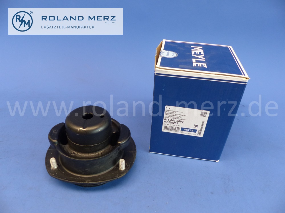 1243200473 Gummilager vorderes Dämpferbein an Rahmen, Mercedes W124, W129, Hersteller Meyle, Original Meyle Neuteil, NOS