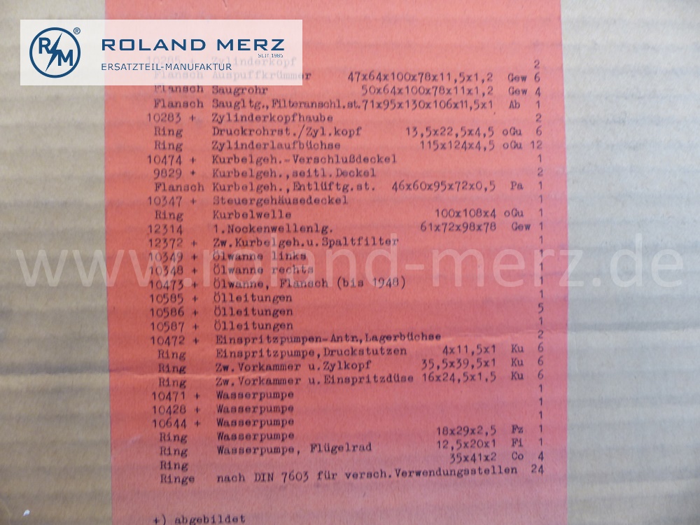 0-10285-01 engine gasket kit, complete kit, Büssing 4,5to - 5to LD, 1940 / 1950, Elring , original Elring spare-part, NOS
