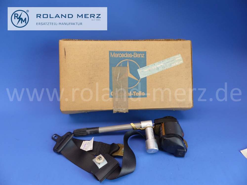 1268604886 Sicherheitsgurt Mercedes W126, 260SE, 280S, 280SE, 280SEL, 300SE, 300SEL, 380SE, 380SEL, 420SE, 420SEL, 500SE, 500SEL, 560SEL, 300SD Turbo, 300SDL Turbo, Fahrersitz rechts, ohne Verschluss, Original Mercedes Neuteil, NOS