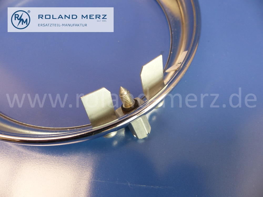 0008264689 cover ring head lamp, chrome plated, cross clotted screw, Mercedes W120, W121, Ponton, W128, original Mercedes spare-part, NOS