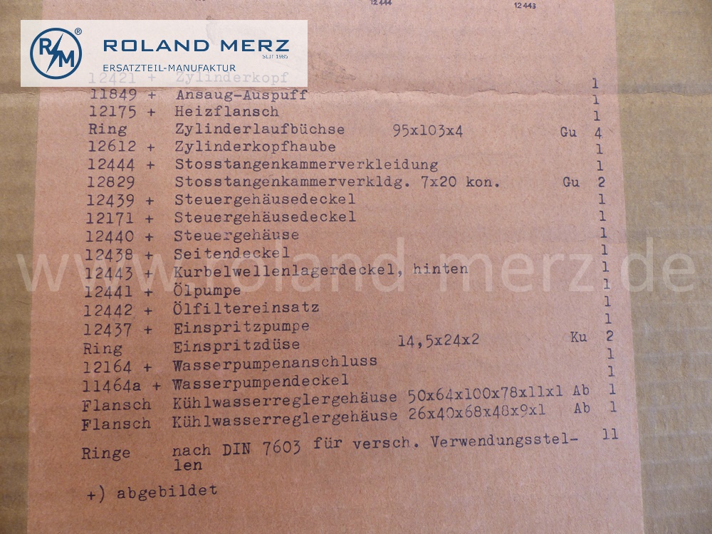 0-12421-01 engine gasket kit, complete kit, Henschel engine 515DE, from 1950, Elring , original Elring spare-part, NOS