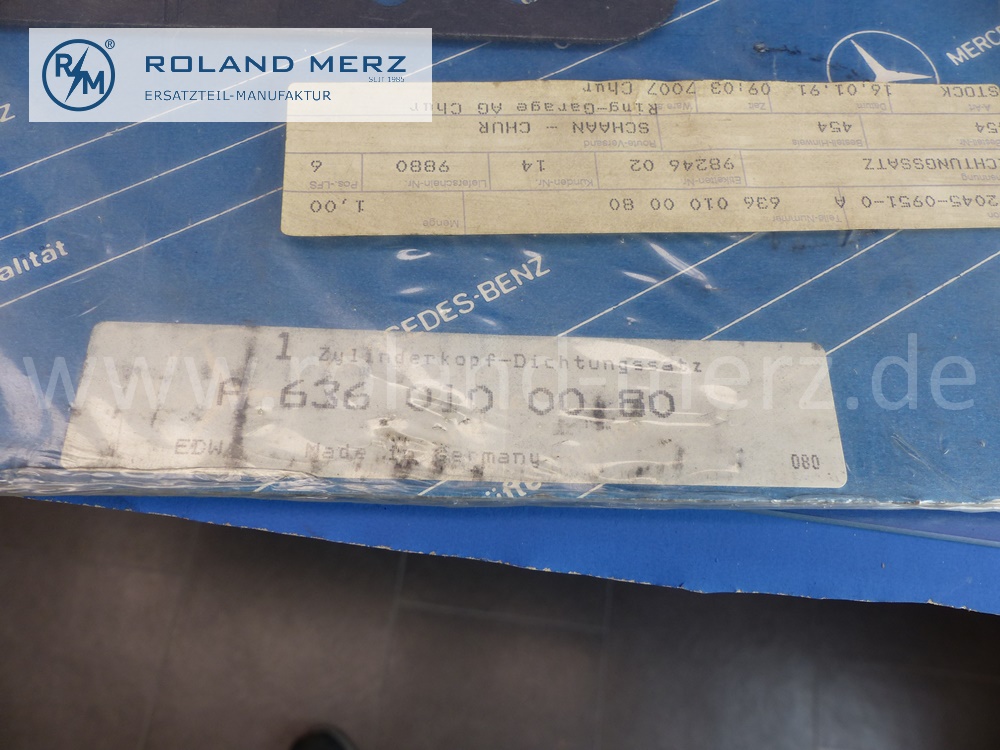 6360100080 Dichtungssatz Zylinderkopf, Mercedes Motor OM636, Original Mercedes Neuteil, NOS