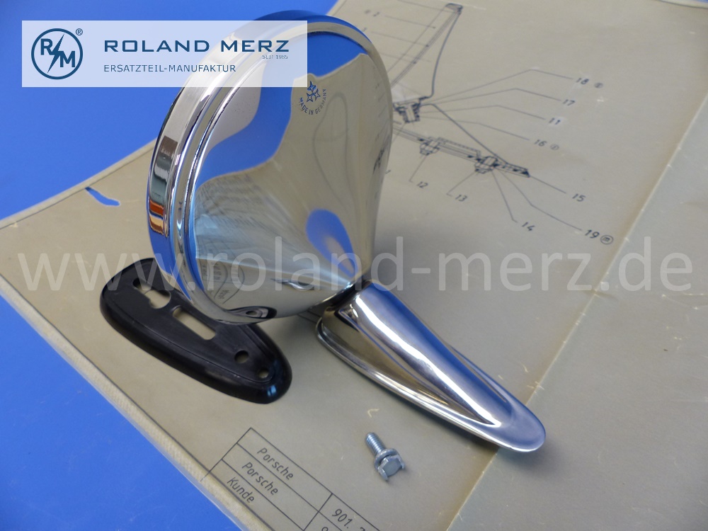 90173111101 90173111600 Aussenspiegel, Außenspiegel, Spiegel für Porsche 911, 912 Originalteil, Durant S, Edelstahl, hochglanzpoliert, Glas 120mm, Made in Germany, Porsche NOS-Originalteil, (Mall Markgröningen)