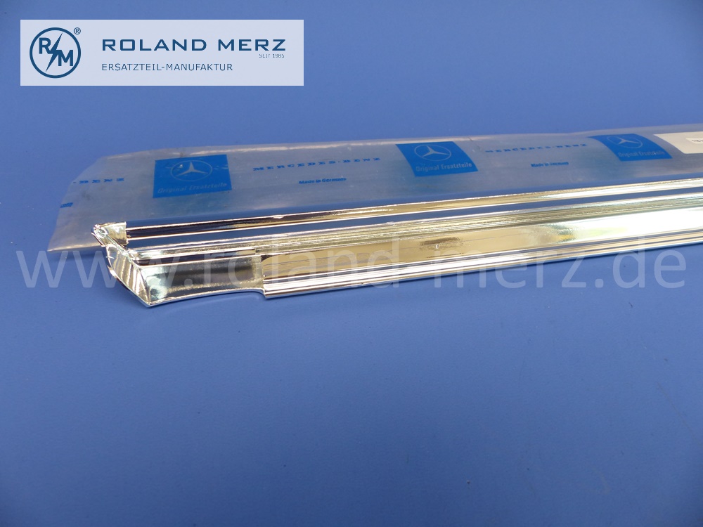 1157380330 trim bar, door edge, left, rear doors, Mercedes W114, W115, 230, 230.6 lang, 220D, 240D lang, length 800 mm, original Mercedes spare-part, NOS