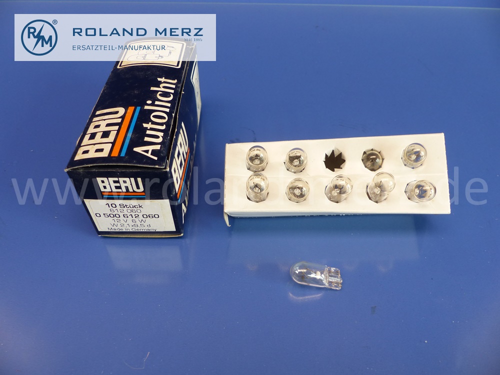 612060 Glühlampe Instrumentenbeleuchtung, 12V, 6W, W 2,1x9,5 d, Beru 0500612060, Original BERU Neuteil, NOS