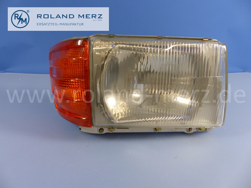 1078204861 Bosch lighting unit, headlamp, with turn signal lamp, light range adjuster, right, right hand traffic, Mercedes W107, original Mercedes spare-part, NOS