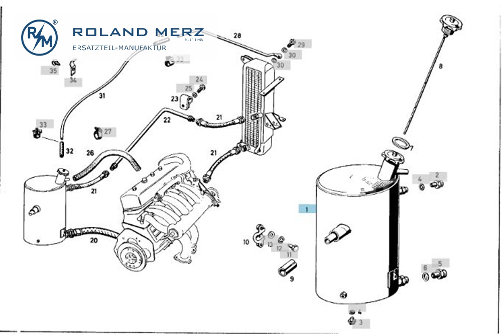 1984800001 Ölbehälter Trockensumpf, Mercedes W198, geänderte Ausführung mit Ausdehnungsgefäß, Aluminium, Original Mercedes Ersatzteil, NOS