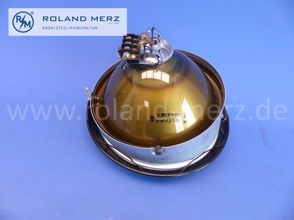 0008201561 Scheinwerfer Bosch, symmetrisch, komplett mit schwarzem Ring für Mercedes 220, 220AC, 220BC und Ponton 180, 190 und 220S, frühe Ausführung bis 1957, 0300804010, Mercedes – Bosch Originatleil, NOS