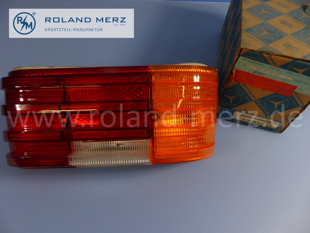 1148201064 rear light cluster, tail lamp, right, newer version, Mercedes W114, W115, Strich 8, original Mercedes spare-part, NOS