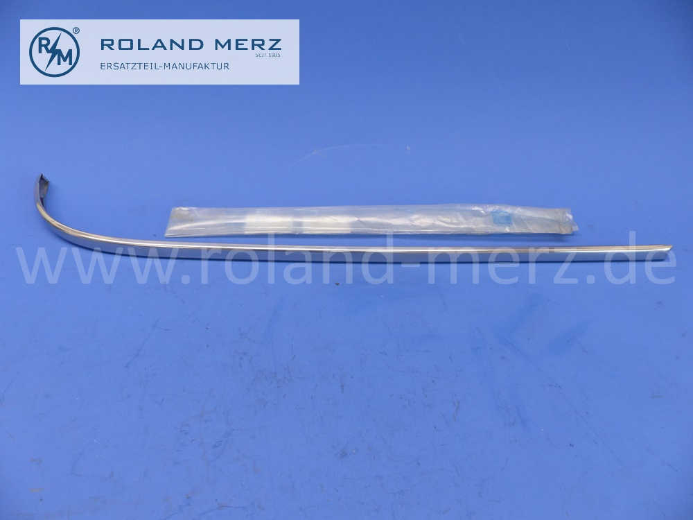 1106980381 trim strip below tail lamp, left, length 750mm, Mercedes Heckflosse W110, 190c – 230, original Mercedes spare-part, NOS