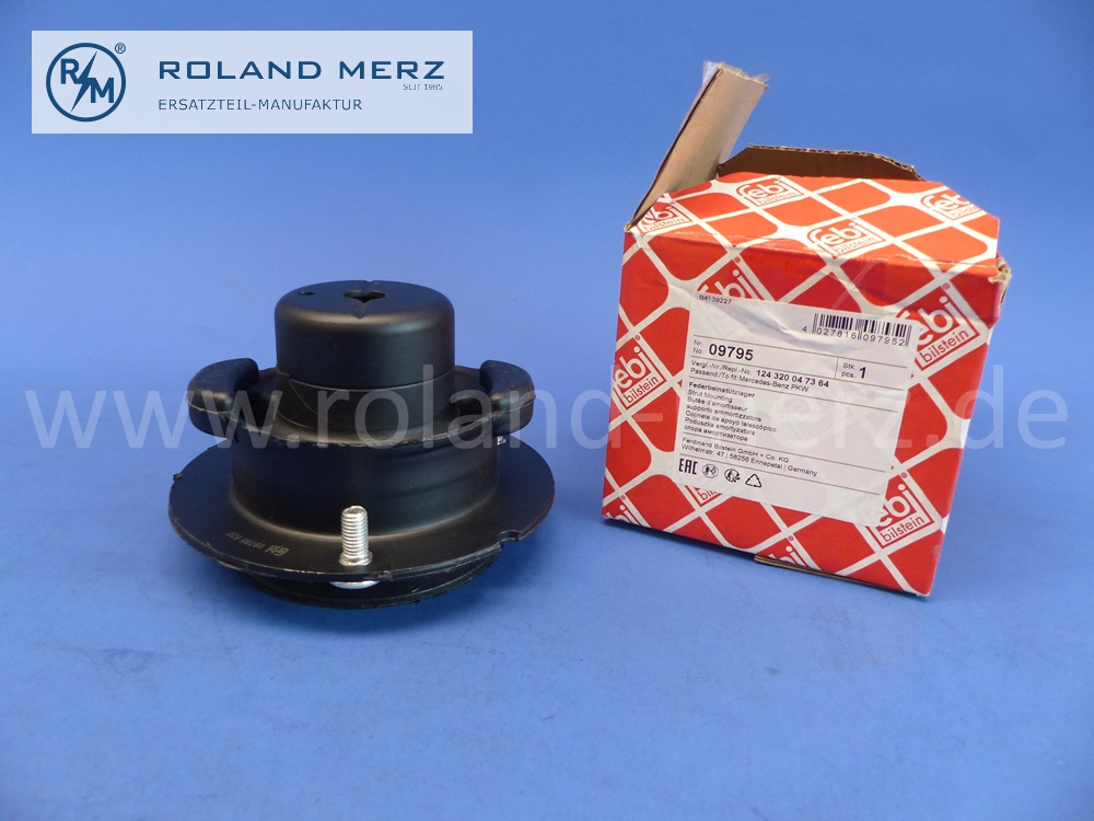 1243200473 Gummilager vorderes Dämpferbein an Rahmen, Mercedes W124, W129, Hersteller Febi, Original Mercedes Neuteil, NOS