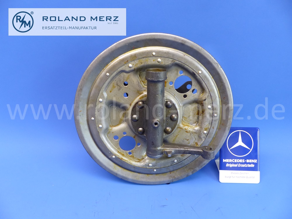 1983301320 steering knuckle, front axle, right, with brake anchor plate and reinforcement cap for drum brake, Mercedes W198, 300SL, 198.042, 198.040, 198.043, original Mercedes spare-part, NOS