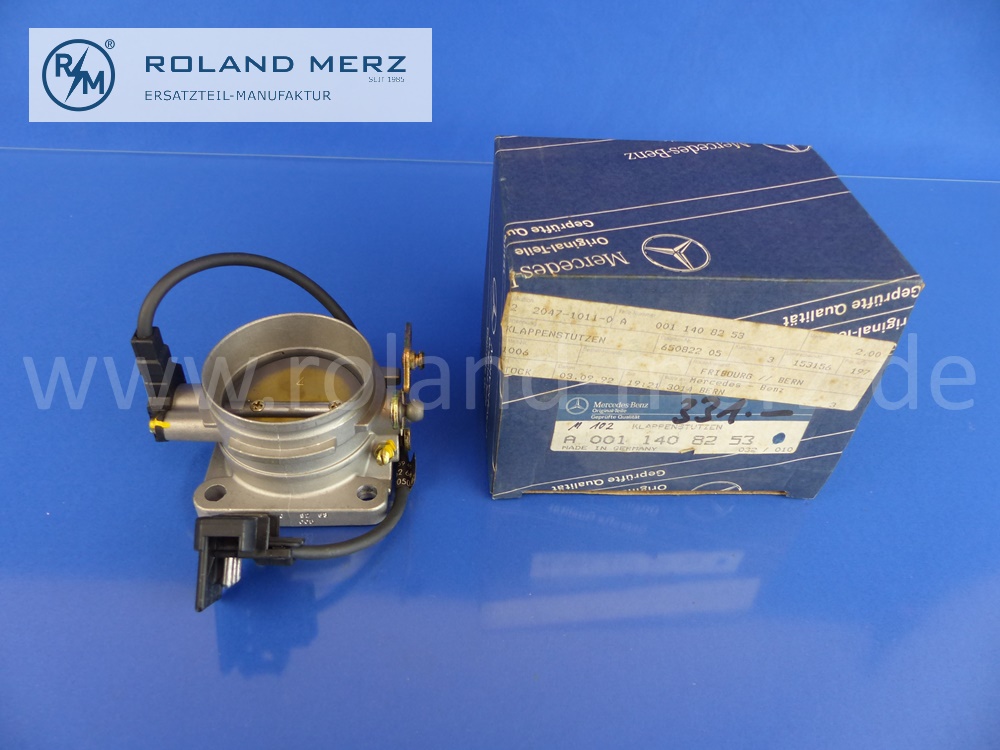 0011408253 Klappenstutzen, Drosselklappenstutzen für Mercedes 200GE, 230GE, M102.964, 987, 997, Original MB Neuteil NOS