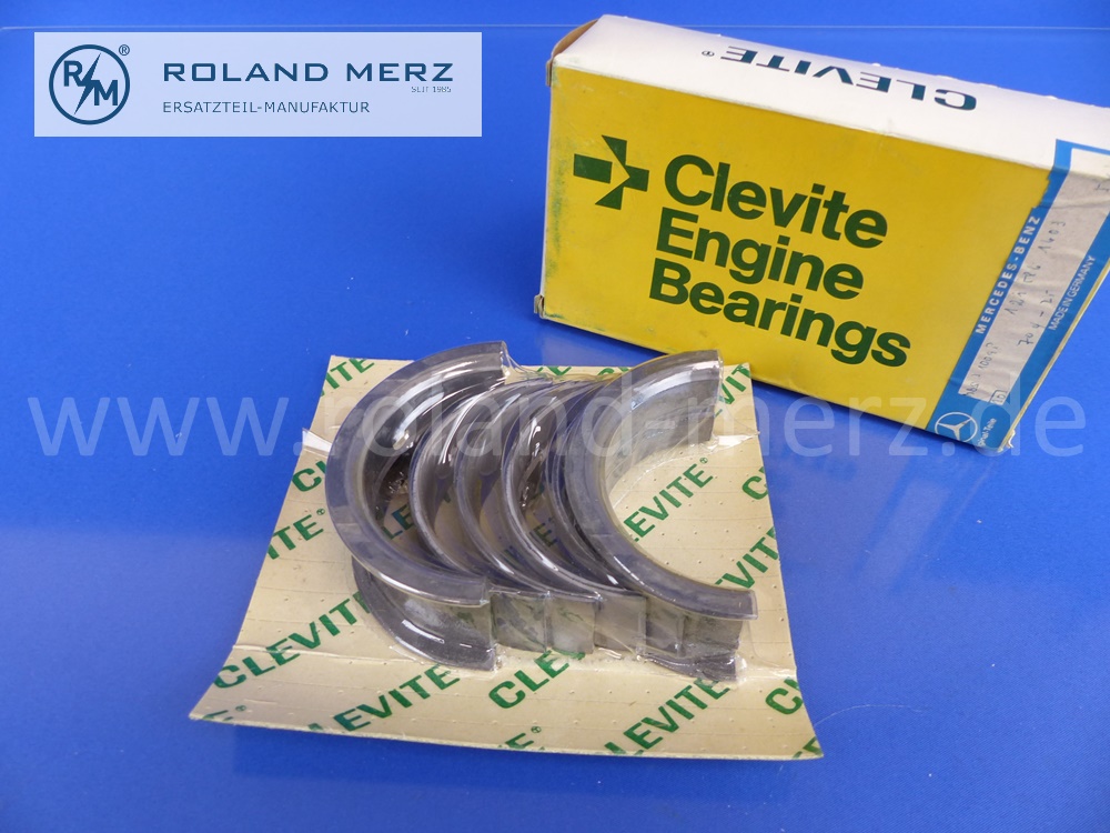 1215861603 Satz, Teilesatz Kurbelwellenlager 69,75 mm, Reparaturstufe I 0,25 mm, MB Vergl. Nr. 1210300440 für Mercedes 180, 180a, 180b, 180c, 190, 190SL, Original Clevite aus alter Qualitätsproduktion