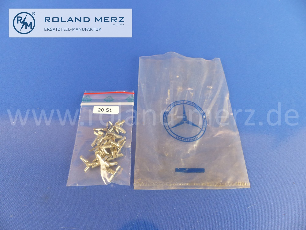 0019887478 clip, set with 20 pieces, ornamental bar grille frame, Mercedes Ponton 180 – 220SE, 190c – 300SE, Original MB spare part NOS