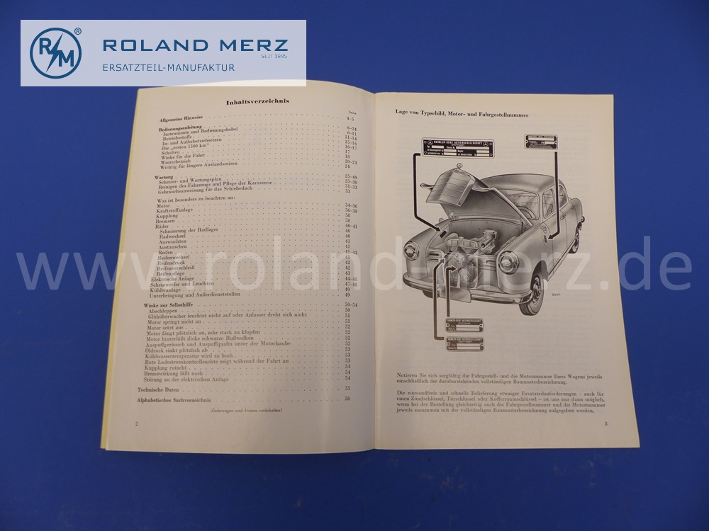 operating manual Mercedes W120, 180Db, Ponton, 1960 edition, 56 pages, original Mercedes document, NOS