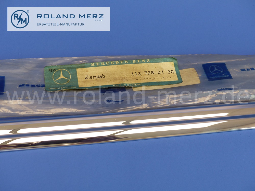 1137280130 Zierstab Bordkante Tür, Mercedes W113, Pagode 230SL – 280SL, links und rechts, Originalteil 100% passgenau,  E. 1137280230, Original Mercedes Neuteil, NOS