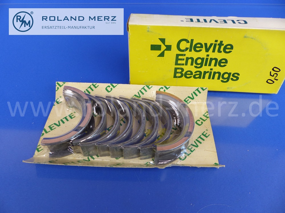 1805861403 Satz, Teilesatz Kurbelwellenlager 59,50 mm, Reparaturstufe II 0,5 mm, MB Vergl. Nr. 1800300240 Mercedes M127, M180, 219, 220a und alle 220S Modelle. Original Clevite aus alter Qualitätsproduktion