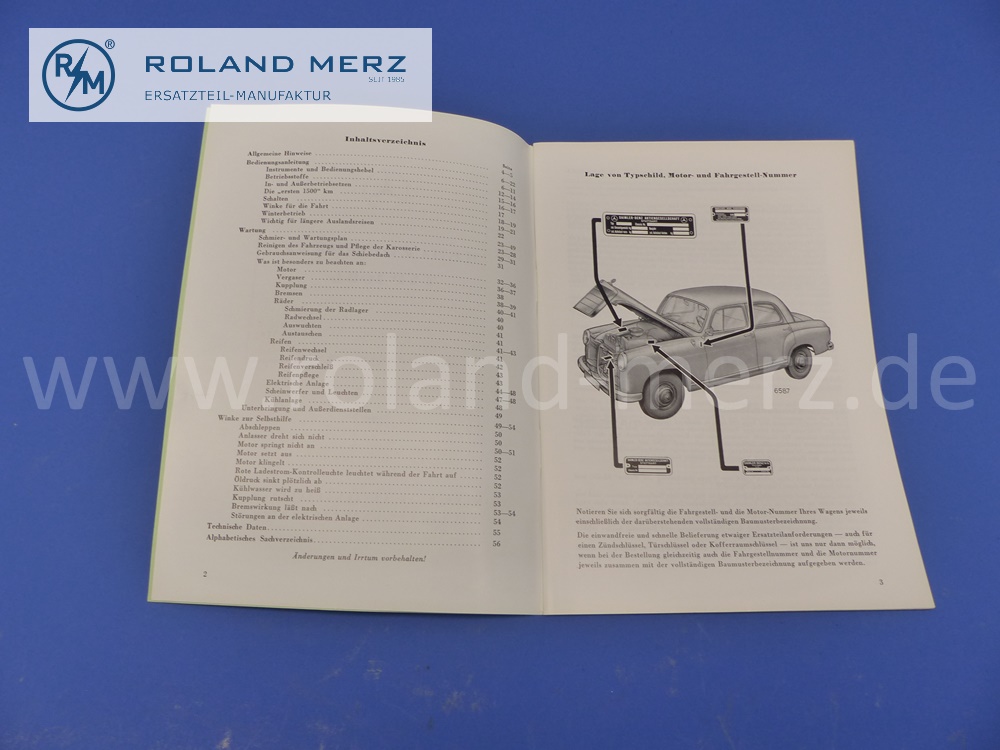 operating manual Mercedes W121, 190b, Ponton, 1959 / 1960 edition, 56 pages, original Mercedes document, NOS
