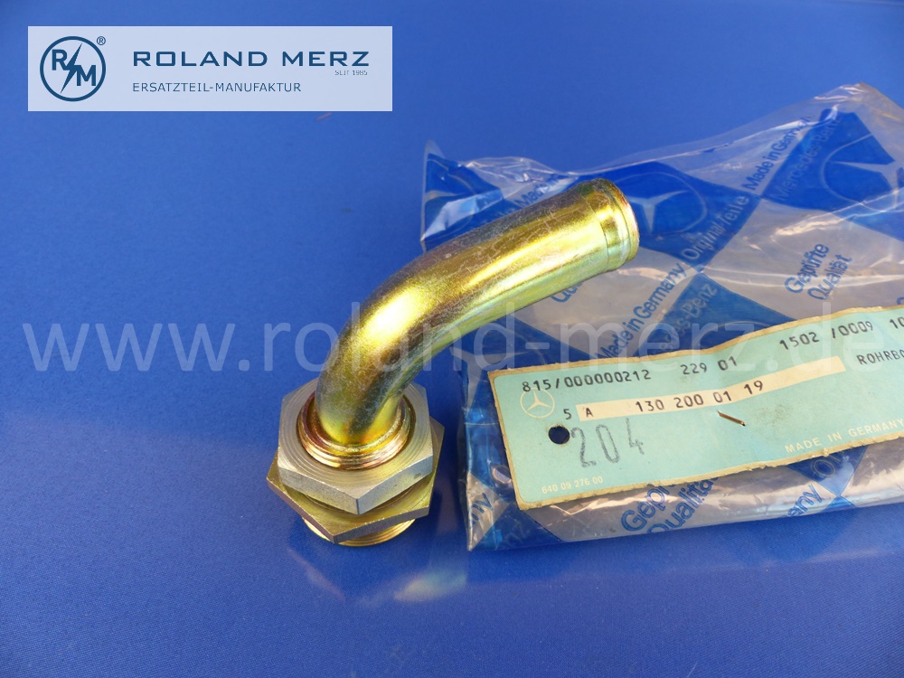 1302000119 Rohrkrümmer, Rohrbogen Heizungsanschluss, Mercedes M121, M129, M130, M180, OM621, M108, M129, Ersatz für 1802000619, Original MB Neuteil, NOS