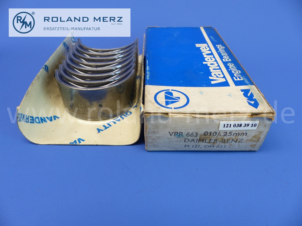 1210383910 Satz Pleuellager, Pleuellagerschalen, Vandervell, Reparaturstufe I, 51.75mm, Mercedes M121, OM621, 190SL,  180a, 180b, 180c, 190, 190b, 190c,  E. 1210300160 / 1215860103, Original Vandervell Neuteil, NOS