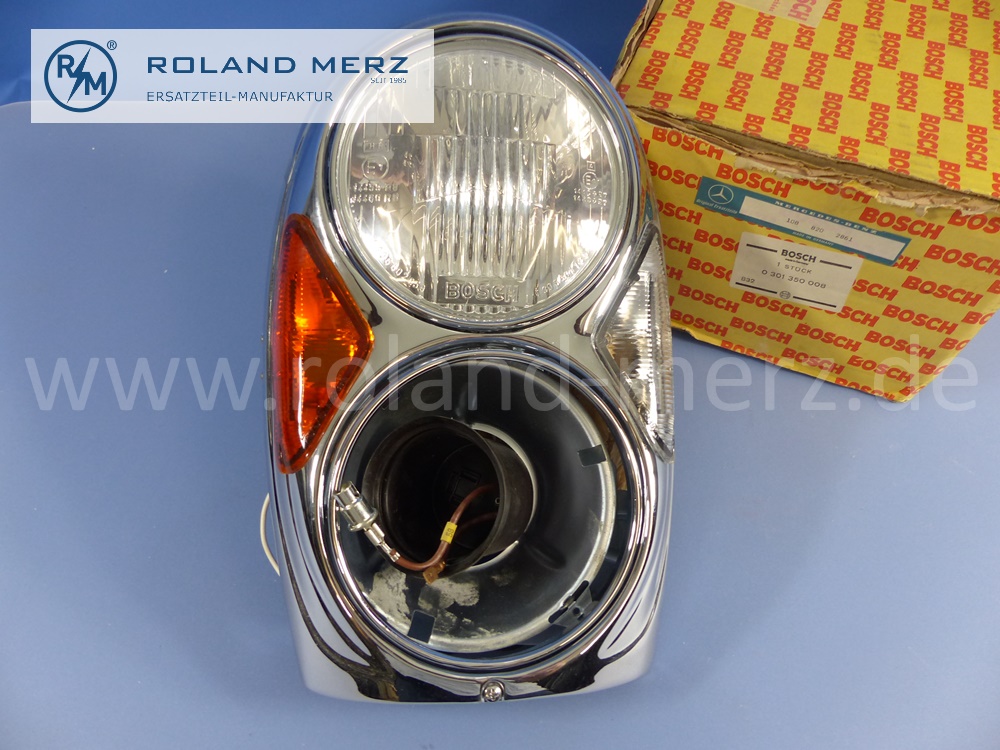 1088202861 Bosch lighting unit, headlamp, dual headlight, asymmetric, right hand traffic, right, Mercedes W109, 300SEL, original Mercedes spare-part, NOS - uncomplete -