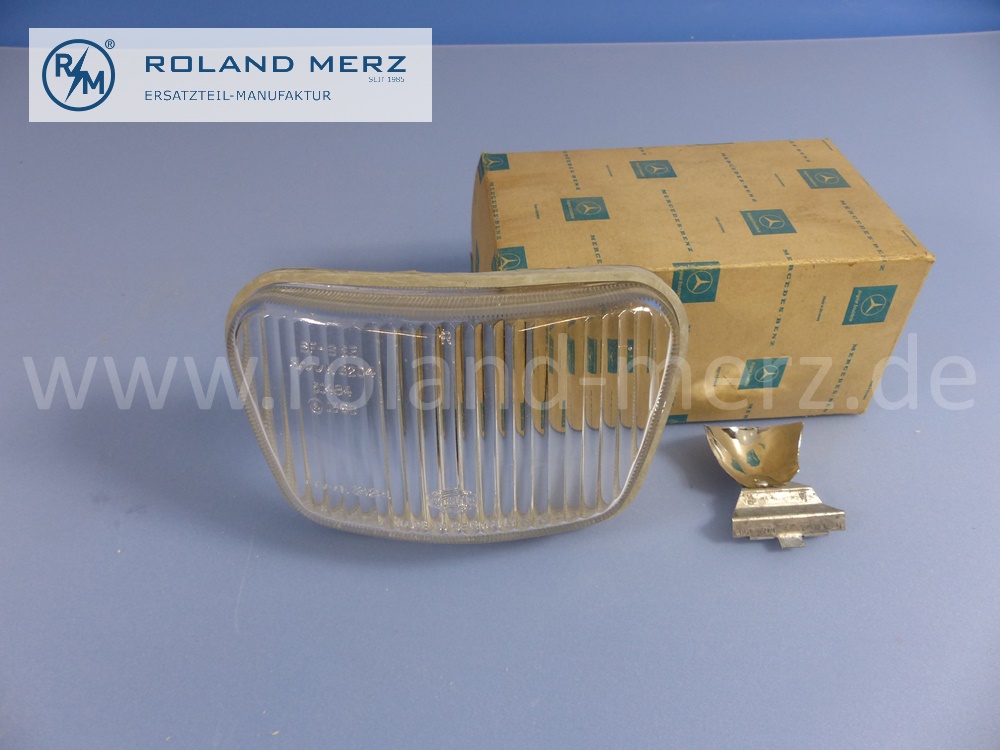 1108221290 lens fog lamp, Hella, right, with sealing, Mercedes W110, Heckflosse, original Mercedes spare-part, NOS