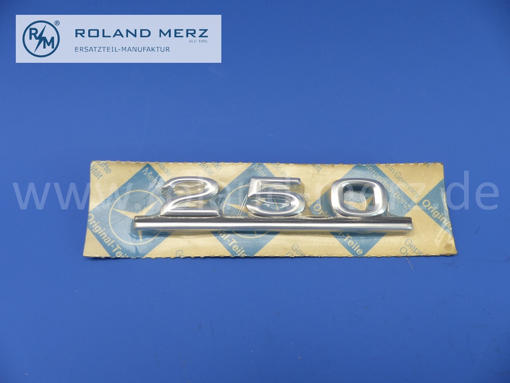 1238170615 Typenkennzeichen, Typkennzeichen Schriftzug 250 für Mercedes W123, Heckdeckel, Original Mercedes Neuteil, NOS