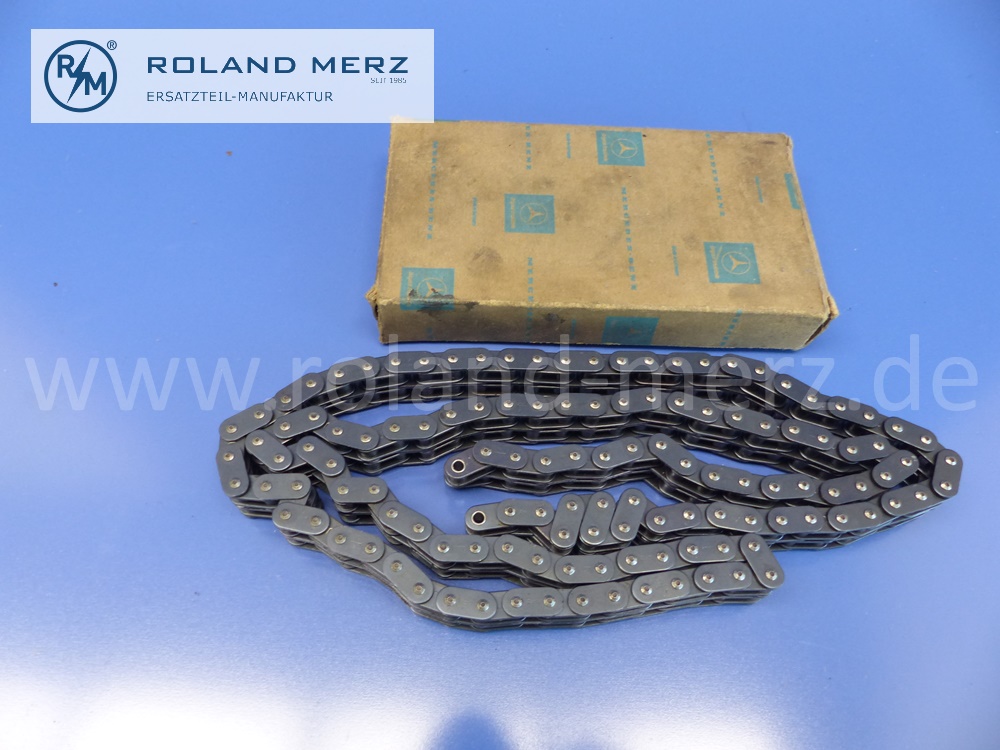 0009977094 Rollenkette, 2-fach, Steuerkette, Duplex, Mercedes Motoren M108, M130, M114, M180, 124 Glieder, Original Mercedes Neuteil, NOS